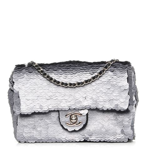 CHANEL Sequin Paillette Small Flap Grey 